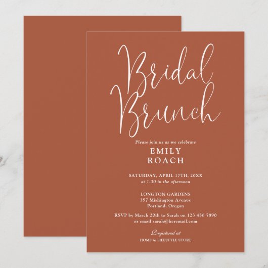 Terracotta Elegant Script Bruids Bunch Douche Kaart (Voorkant / Achterkant)