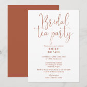 Terracotta Elegant Script Bruids Tea Party Douche Kaart (Voorkant / Achterkant)