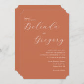 Terracotta Elegant Script Calligraphy Wedding Kaart (Voorkant / Achterkant)