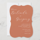Terracotta Elegant Script Calligraphy Wedding Kaart (Voorkant)