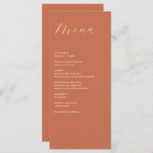 Terracotta Elegant Script Calligraphy Wedding Menu (Voorkant / Achterkant)