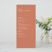 Terracotta Elegant Script Calligraphy Wedding Menu (Staand voorkant)