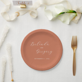 Terracotta Elegant Script Calligraphy Wedding Papieren Bordje