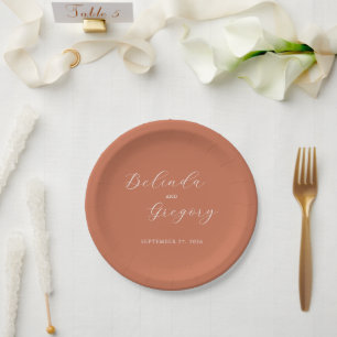 Terracotta Elegant Script Calligraphy Wedding Papieren Bordje