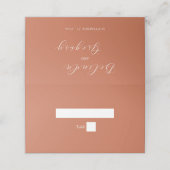 Terracotta Elegant Script Calligraphy Wedding Plaatskaartje (Buitenkant ongevouwen)