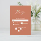 Terracotta Elegant Script Calligraphy Wedding RSVP Kaartje (Staand voorkant)