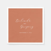 Terracotta Elegant Script Calligraphy Wedding Servet (Voorkant)