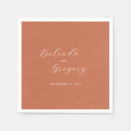 Terracotta Elegant Script Calligraphy Wedding Servet