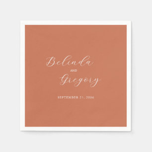 Terracotta Elegant Script Calligraphy Wedding Servet