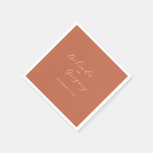 Terracotta Elegant Script Calligraphy Wedding Servet (Hoek)