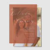 Terracotta Elegant Script Calligraphy Wedding Vellum Uitnodigingen (Offset (Koppel))