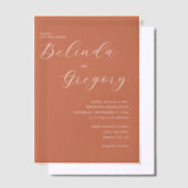 Terracotta Elegant Script Calligraphy Wedding Vellum Uitnodigingen (Offset)
