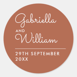 Terracotta Elegant Script Favor Ronde Sticker