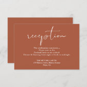 Terracotta Elegant Script Huwelijksreceptie Informatiekaartje (Voorkant / Achterkant)