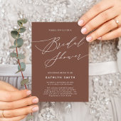 Terracotta Elegant Script Modern Vrijgezellenfeest Uitnodiging Briefkaart