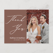 Terracotta Elegant Script Modern Weddenschap Bedan Briefkaart (Voorkant)