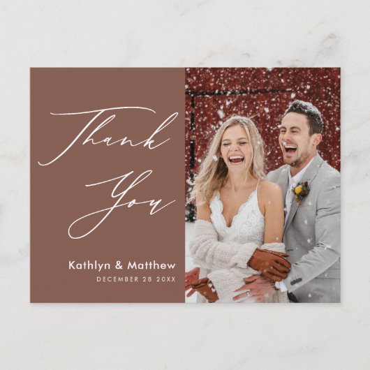 Terracotta Elegant Script Modern Weddenschap Bedan Briefkaart (Voorkant)