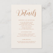 Terracotta Elegant Script Moderne bruiloft details Informatiekaartje (Voorkant)