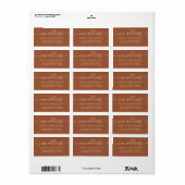 Terracotta Elegant Script Nieuw Adres Etiket (Full Sheet)