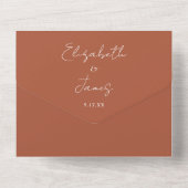 Terracotta Elegant Script QR Code Huwelijk All In One Uitnodiging (Achterkant)