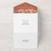 Terracotta Elegant Script String Lights Wedding All In One Uitnodiging (Buitenkant)