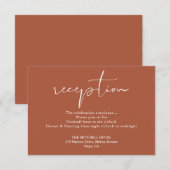 Terracotta Elegant Script Trouwreceptie Informatiekaartje (Voorkant / Achterkant)
