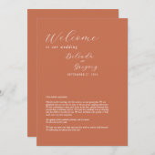 Terracotta Elegant Script Wedding Itinerary Programmakaart (Voorkant / Achterkant)