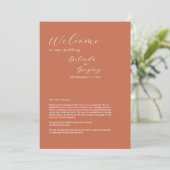 Terracotta Elegant Script Wedding Itinerary Programmakaart (Staand voorkant)