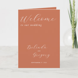 Terracotta Elegant Script Wedding Order of Service Programma