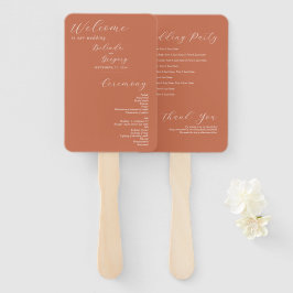 Terracotta Elegant Script Wedding Programme Handwaaier