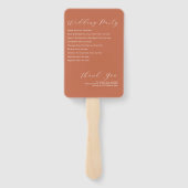 Terracotta Elegant Script Wedding Programme Handwaaier (Achterkant)