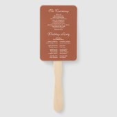 Terracotta Elegant Script Wedding Programme Handwaaier (Achterkant)