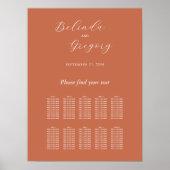 Terracotta Elegant Script Wedding Seding Chart Poster (Voorkant)