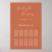 Terracotta Elegant Script Wedding Seding Chart Poster (Voorkant)