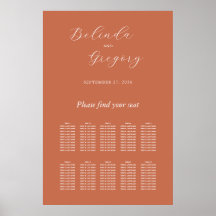 Terracotta Elegant Script Wedding Seding Chart