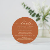 Terracotta Elegant Simple Wedding Details Kaart (Staand voorkant)
