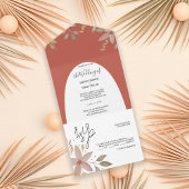 Terracotta Elegant Waterverf Minimalistisch art All In One Uitnodiging