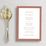 Terracotta Elegant Wedding Kaart<br><div class="desc">Terracotta Elegant Wedding Invitation. Maak je trouwuitnodiging even gedenkwaardig als je speciale dag met dit stijlvolle design. Met een eenvoudige minimalistische blik met een klastige traditionele aanraking, kenmerkt deze moderne tekst-enige uitnodiging een handgeschreven kalligrafiemanuscript met een klassiek terracotta/verbrand oranje grens lijst. Zoek coördinerende producten in de Eenvoudige Elegant Terracotta Border...</div>