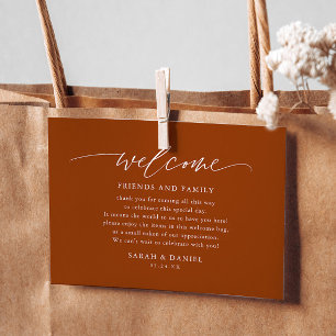 Terracotta Elegant Wedding Welcome Gift Bag Informatiekaartje