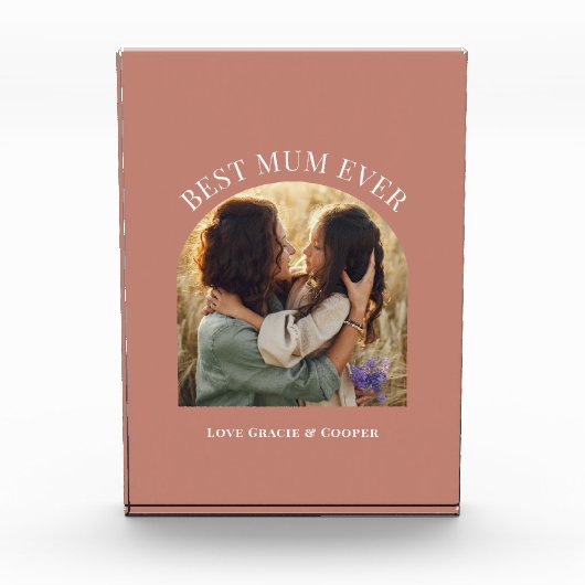 terracotta elegante boog foto typografie beste mam (Voorkant)