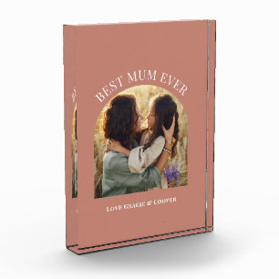 terracotta elegante boog foto typografie beste mam