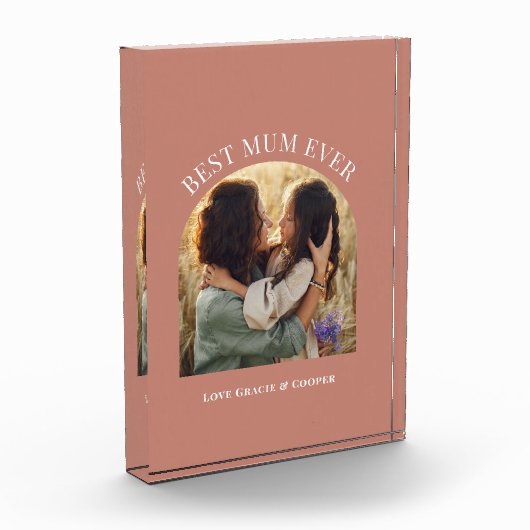 terracotta elegante boog foto typografie beste mam (Links)