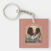 Terracotta elegante boog foto typografie beste mam sleutelhanger (Voorkant)