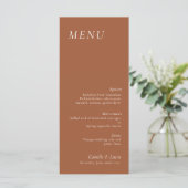 Terracotta elegante bruiloft Menu (Staand voorkant)