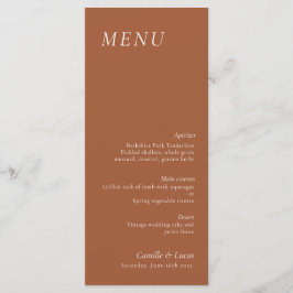 Terracotta elegante bruiloft Menu