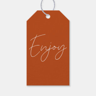 Terracotta Elegante Calligrafie Geniet Handgemaakt Cadeaulabel