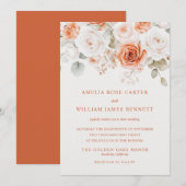 Terracotta Elegante Champagne Bloemen Rozen Trouwe Kaart (Voorkant / Achterkant)