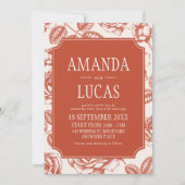 Terracotta Elegante Chinoiserie bruiloft Kaart (Voorkant)