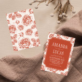 Terracotta Elegante Chinoiserie bruiloft Kaart