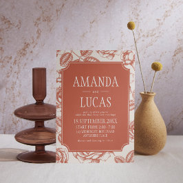 Terracotta Elegante Chinoiserie bruiloft Kaart